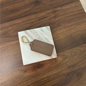 Coach Brown Leather Tag with Gold Chain